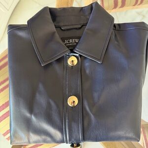 J.Crew Navy Faux Leather Gamine Shirt - Size 2